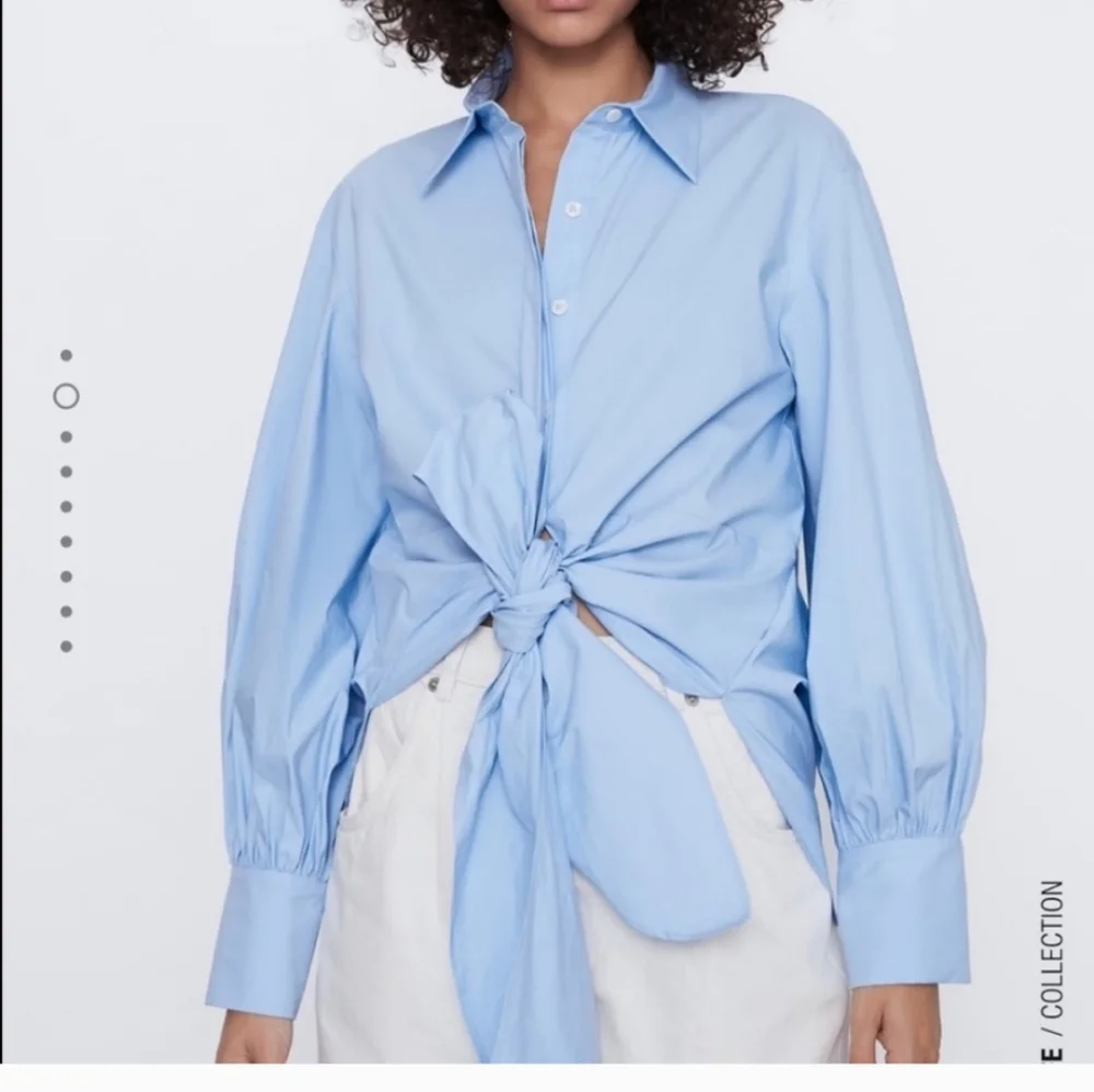 Zara Button Down Poplin Shirt Tie Front S - Picture 5 of 15